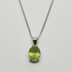 Silver Peridot Oval Pendant And Chain SP1134PD