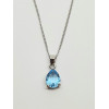 Silver Blue Topaz Pear Pendant And Chain SP1136BT