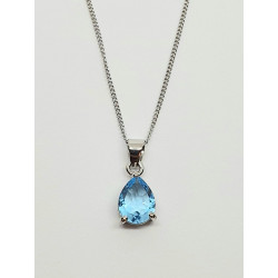 Silver Blue Topaz Pear Pendant And Chain SP1136BT