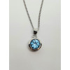 Silver Blue Topaz Round Pendant And Chain SP1142BT