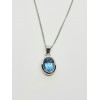 Silver Blue Topaz Oval Pendant And Chain SP1146BT