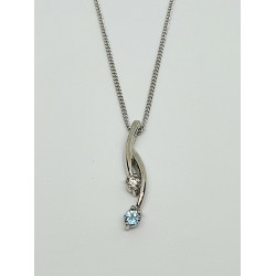 Silver Blue Topaz And CZ Pendant And Chain SP9258BT