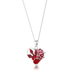 Shrieking Violet Silver Mixed Poppy Heart Pendant and Chain SV17