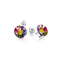 Shrieking Violet Silver Mixed Flower Stud Earrings SV28