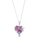 Shrieking Violet Mixed Flower Heart Pendant And Chain SV37