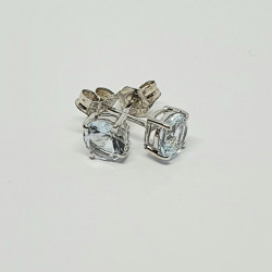 9ct White Gold Aqua Marine Stud Earrings WGE1108AQ