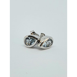 9ct White Gold Aqua Marine Stud Earrings WE120AQ