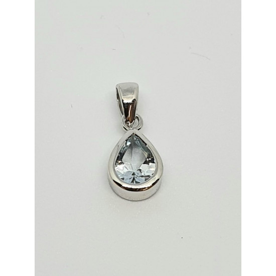 9ct White Gold Aqua Marine Pendant WGP1149AQ