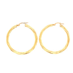 Pre Owned 9ct Twisted Hoop Earrings ZL723