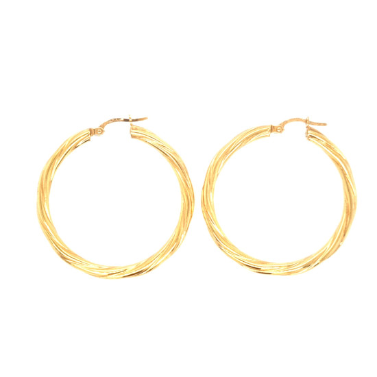 Pre Owned 9ct Twisted Hoop Earrings ZL723