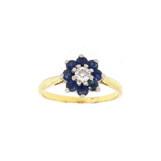 18ct sapphire and diamond cluster ring