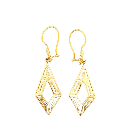 Pre Owned 14ct Greek Key Drop Earrings ZM288