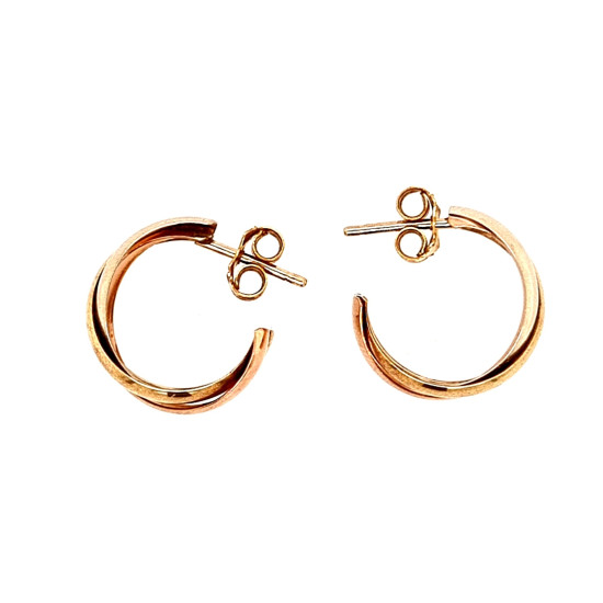 Pre Owned 9ct Two Tone Half Hoop Earrings ZM301