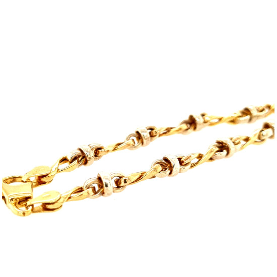 Pre Owned 9ct Two Tone Fancy Link Bracelet ZM8