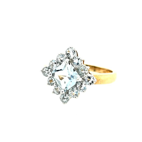 Pre Owned Pale Aqua and CZ Ring ZT883